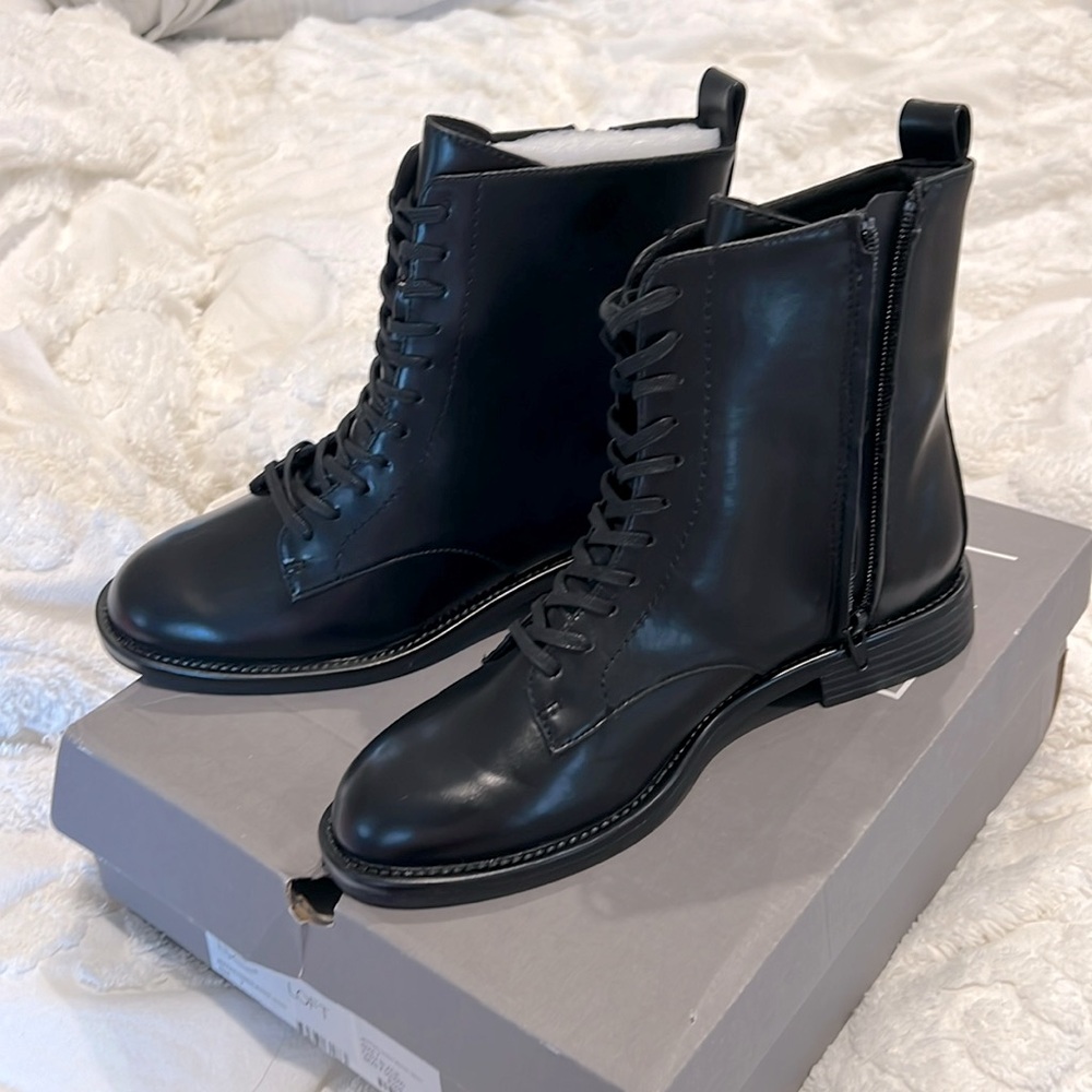 Loft – black combat, boots, soft, leather, zip up